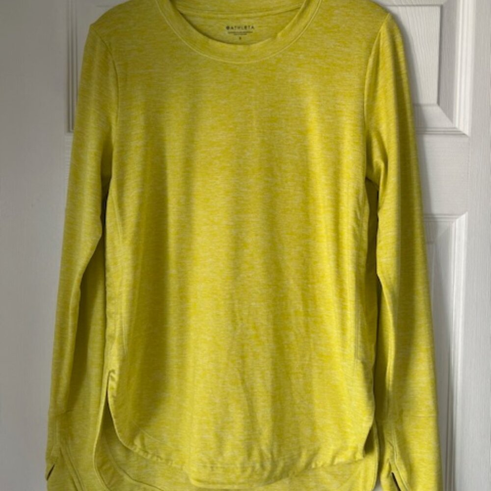 Athleta Yellow Long Sleeve Workout Stretch Top size S